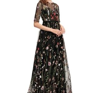 Black multi print dress with florals